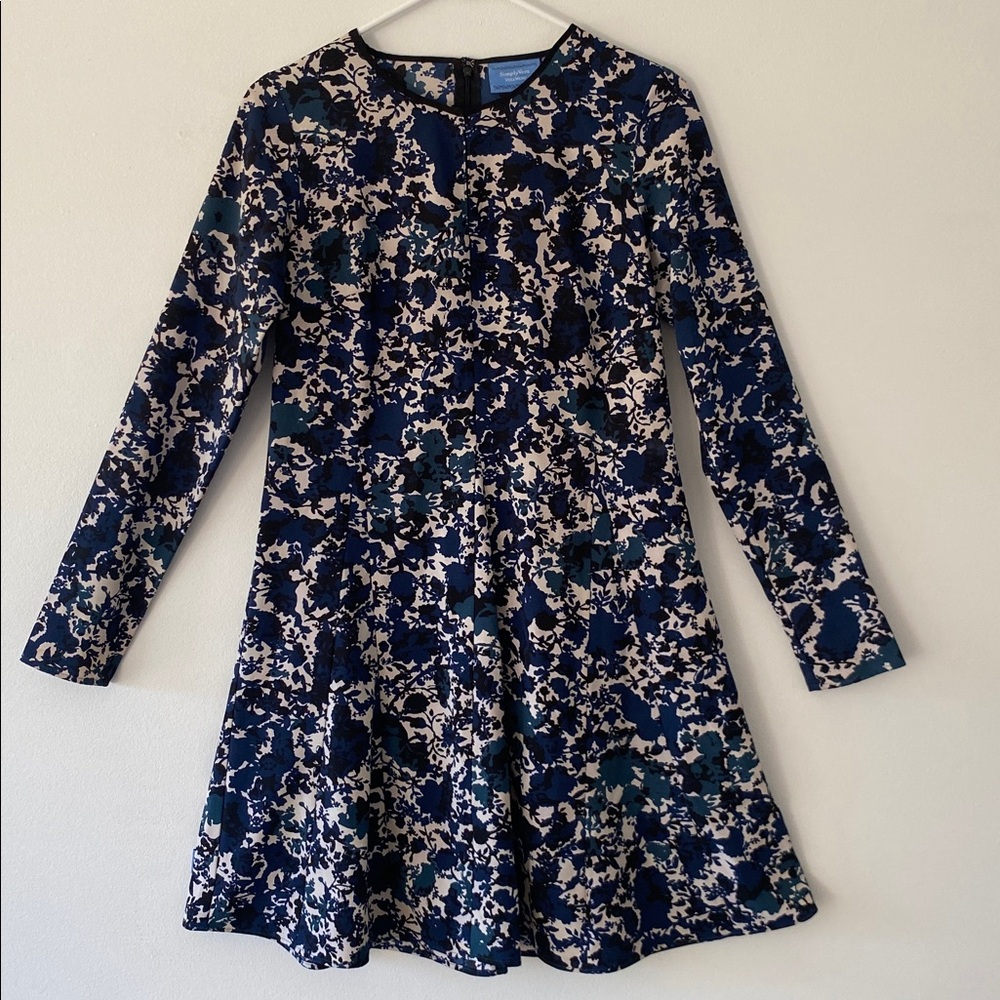 Simply Vera Vera Wang Blue and Black Patterned Dress